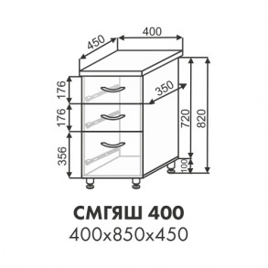 Анабель шкаф нижний 3 ящика СМГЯШ 400
