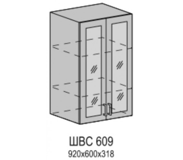 Валерия шкаф верхний со стеклом  высокий ШВС609