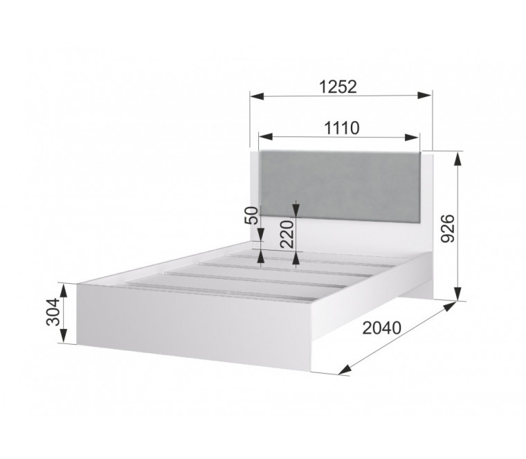СГ Акцент Кровать №1200М с настилом ЛДСП (белое сияние/веллюкс 49)